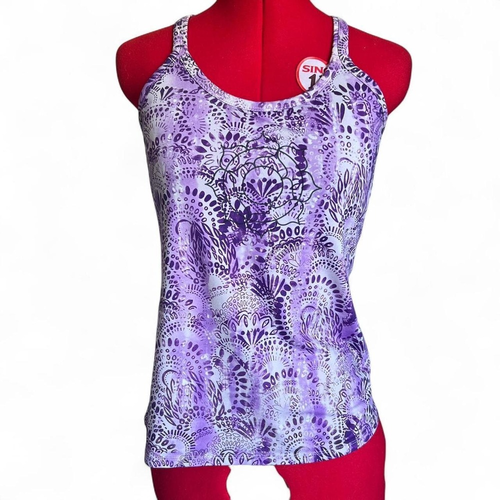 Athleta Purple & White Pavitra Mandala Paisley Racerback Tank Top Size Medium